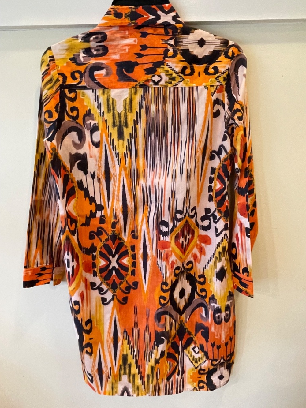 Santorini Ikat Print Cotton Button-Down Shirt Dress with Pockets Size 4 (EU 36) - Picture 3 of 11